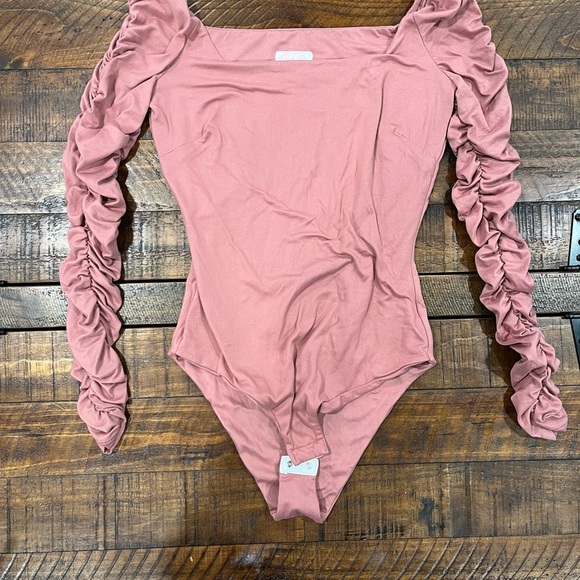 Pink Lily Pink Bodysuit with Dramatic Sleeves - Picture 1 of 3